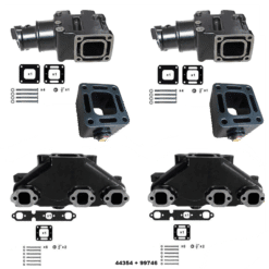 Kit Complet Collecteurs 99746 + Coudes 44354 + Rehausses MAR3320PAR MERCRUISER GM 262 4.3L V6 1983-2002 (Joint humide / wet)